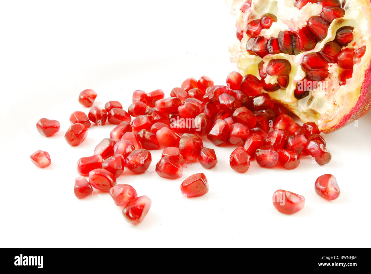 pomegranate seed closeup with white background Stock Photo Alamy