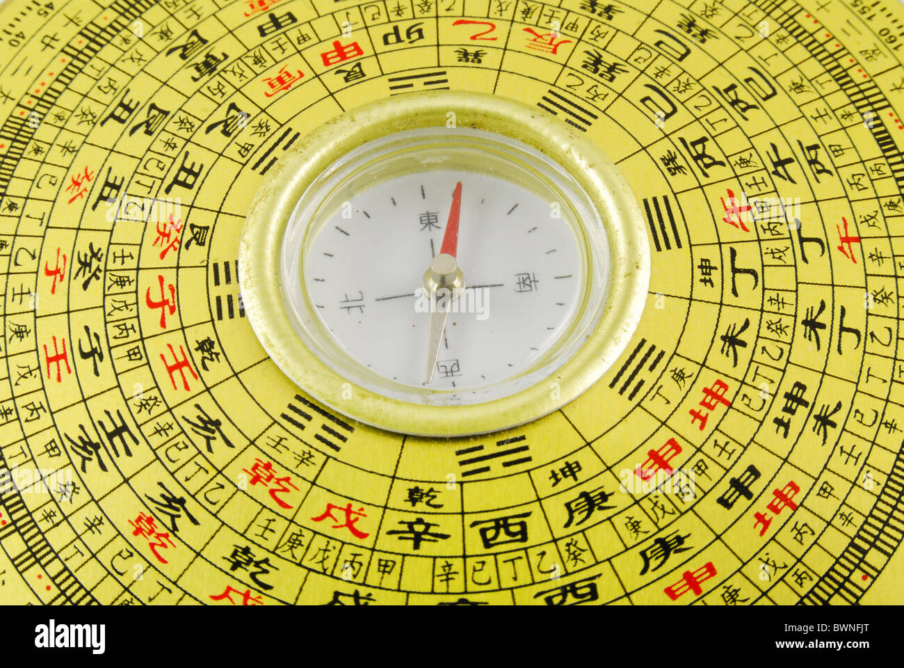 Chinese compass closeup with chinese character Stock Photo