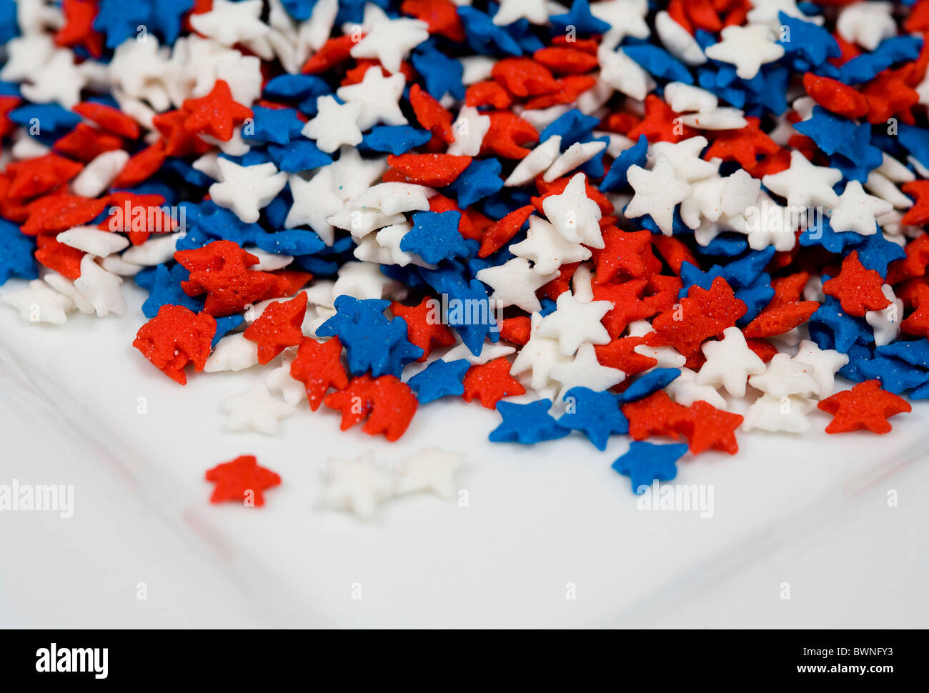 Star red, white and blue sprinkles Stock Photo - Alamy