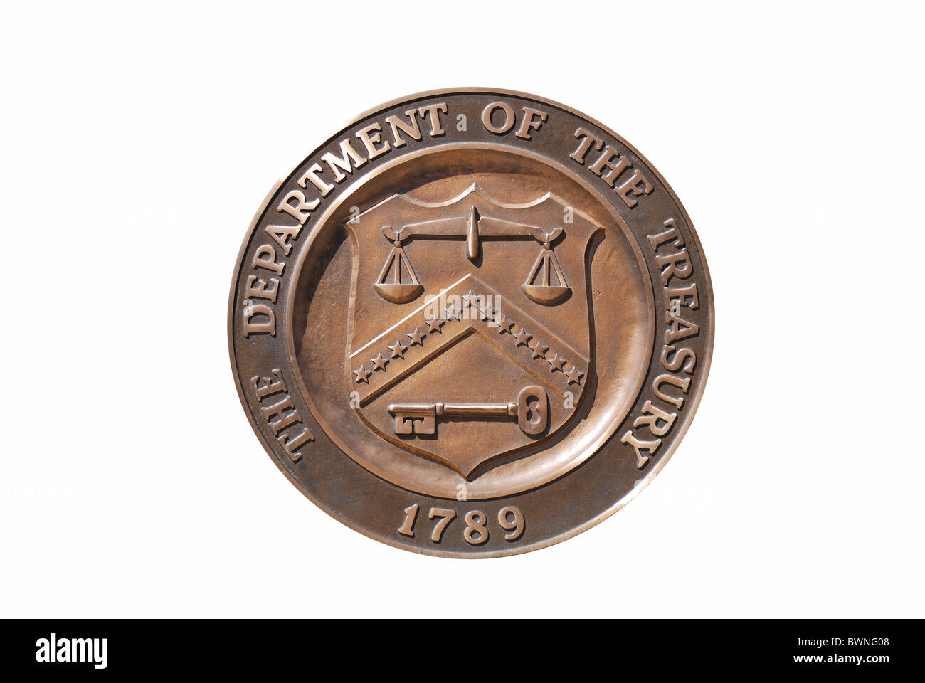 Isolated logo stamp of Washington DC United States Treasury Department with white background Stock Photo