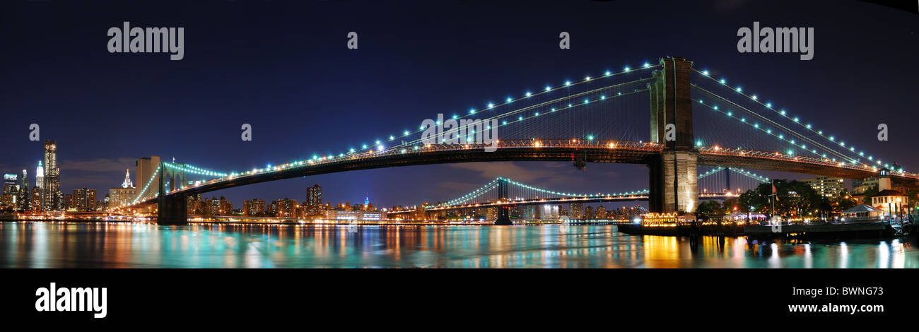 New York City Manhattan skyline panorama at night over Hudson River ...