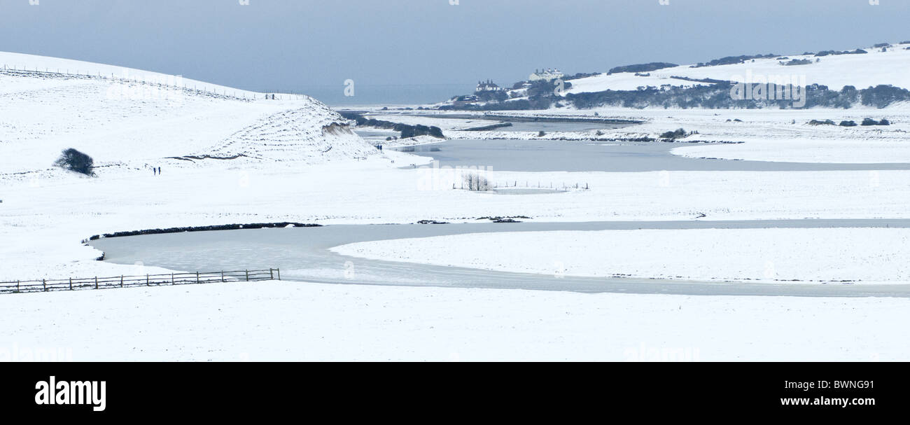 Cuckmere Haven in the depths of winter Stock Photo