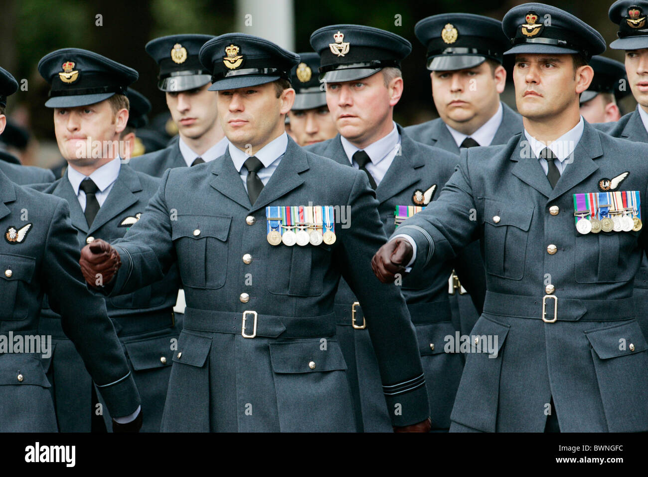 Members of the Royal Air Force march at the Falklands Veterans Parade, London Stock Photo