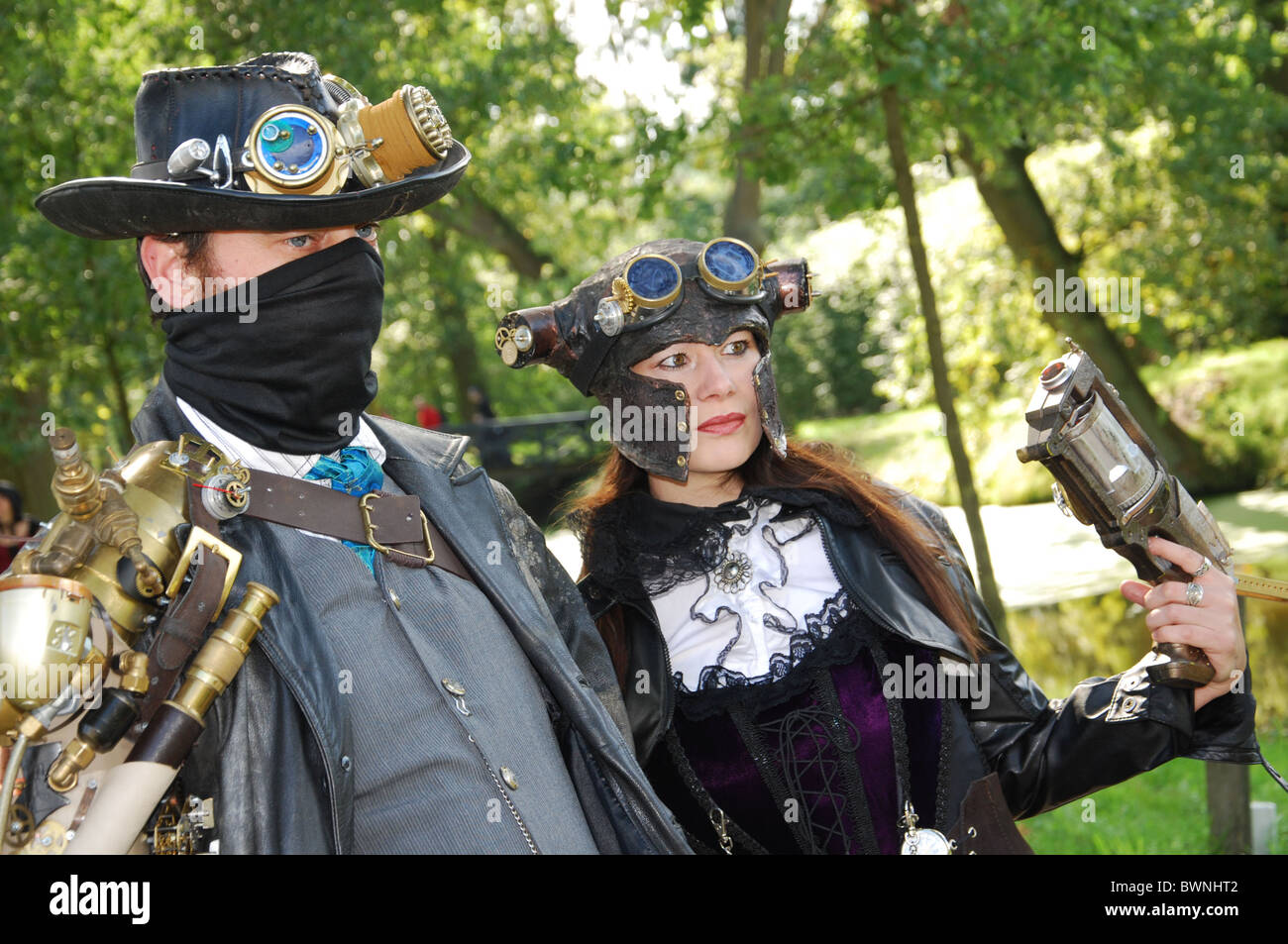 steampunk couple at 2010 Fantasy Fair Arcen Netherlands Stock Photo