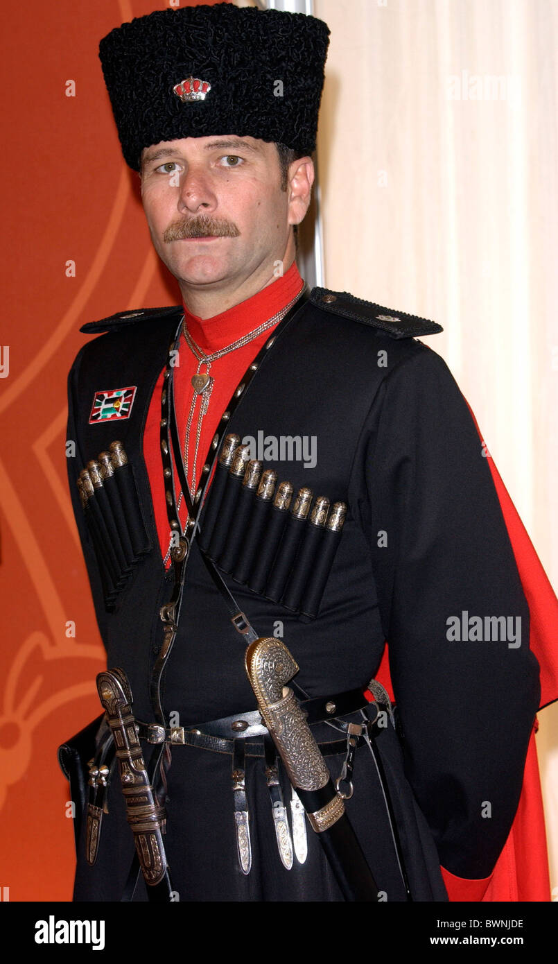 A guardsman of the Sarcasian ceremonial guard in Jordan Stock Photo