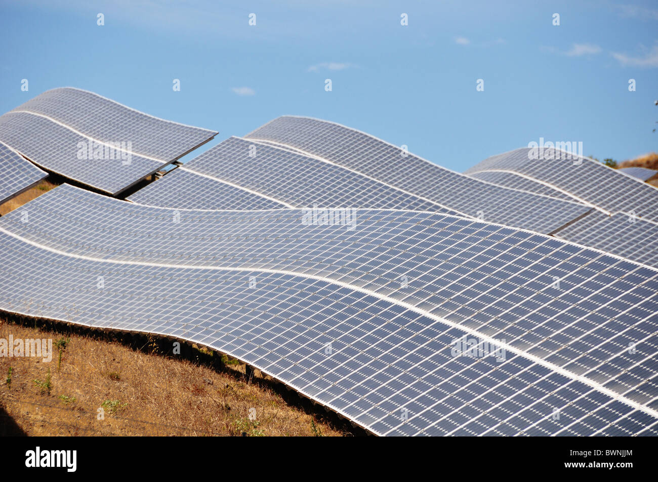 photovoltaic field with panel in sierra de alhamilla, andalucia spain Stock Photo