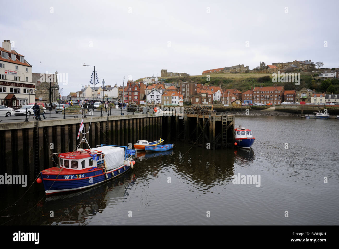 Fishing Boats in Whitby Harbour, North Yorkshire, England Stock Photo ...