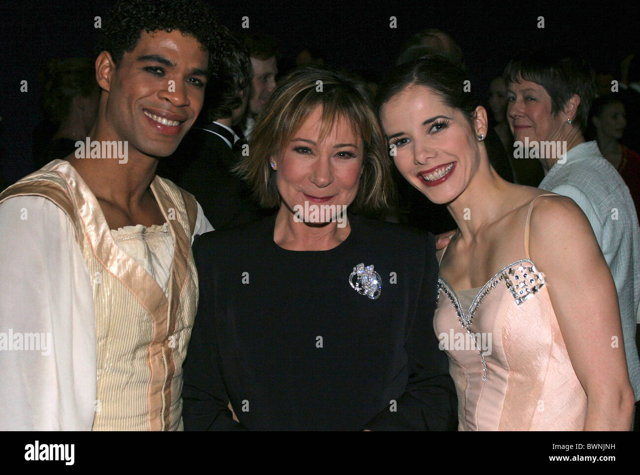 Zoe Wanamaker with Carlos Acosta and Darcey Bussell at the Royal Opera House, London Stock Photo