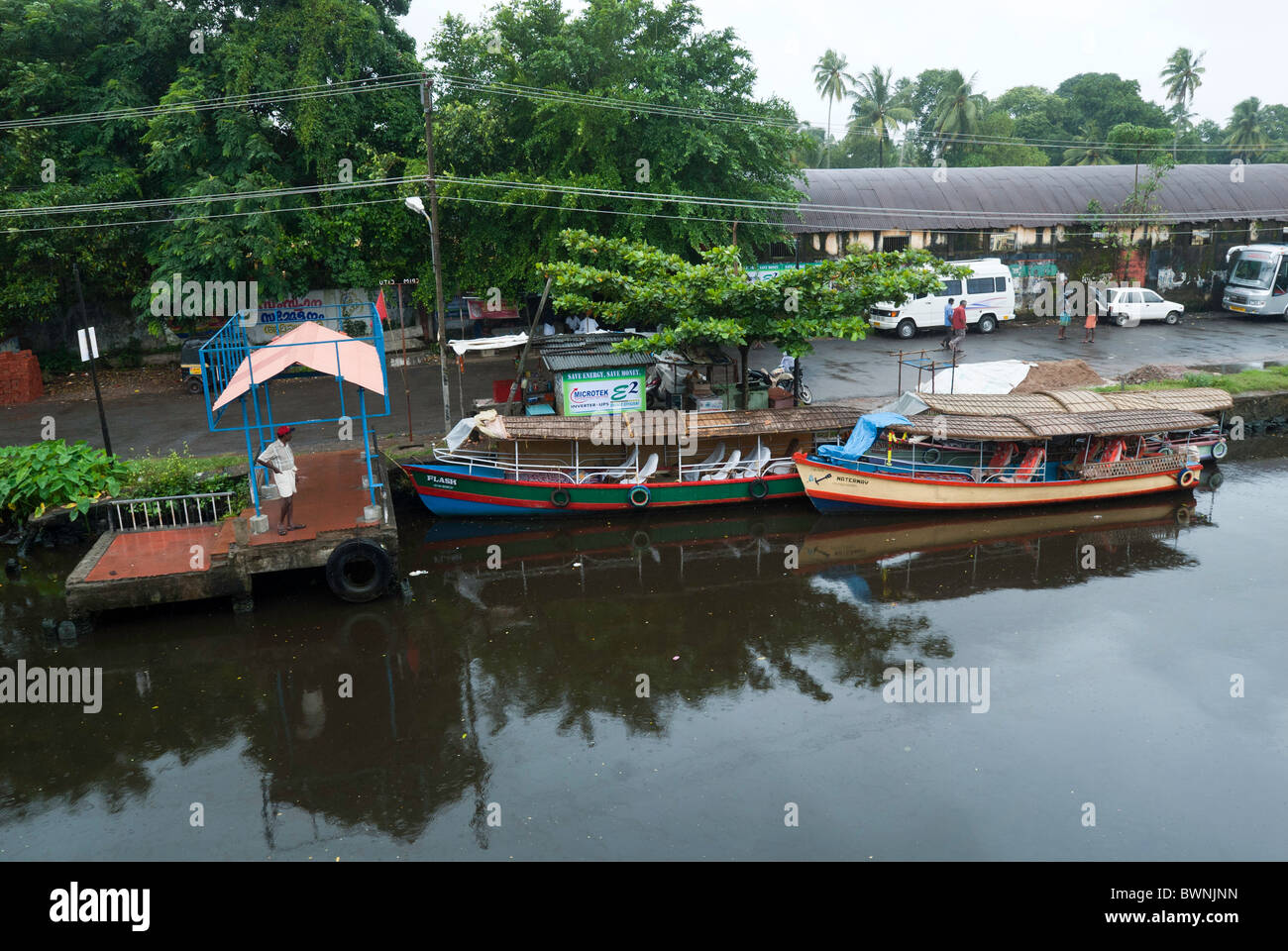 Backwaters of Alappuzha;Alleppey,Kerala, India. Stock Photo
