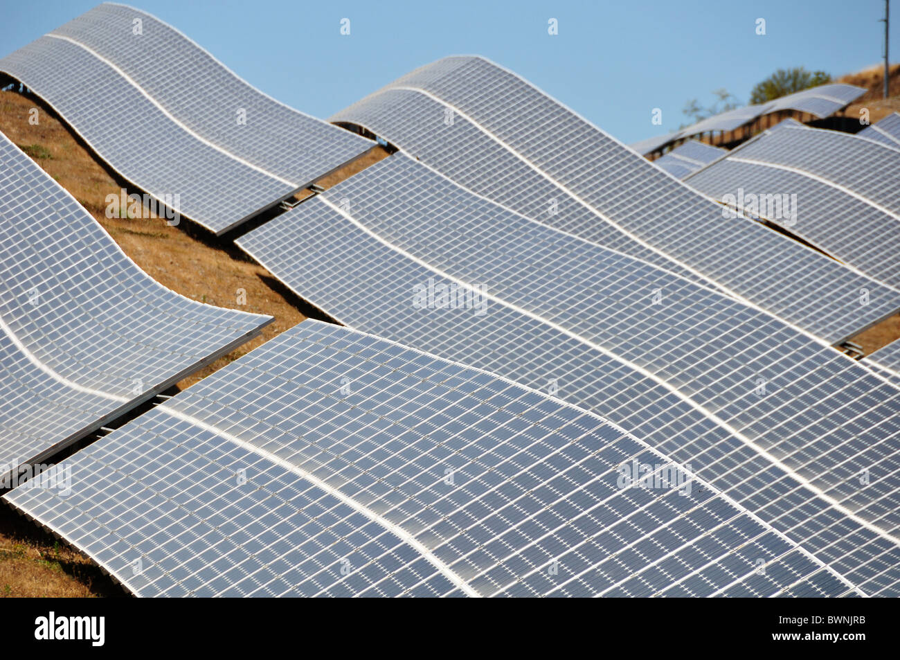 photovoltaic field with panel in sierra de alhamilla, andalucia spain Stock Photo