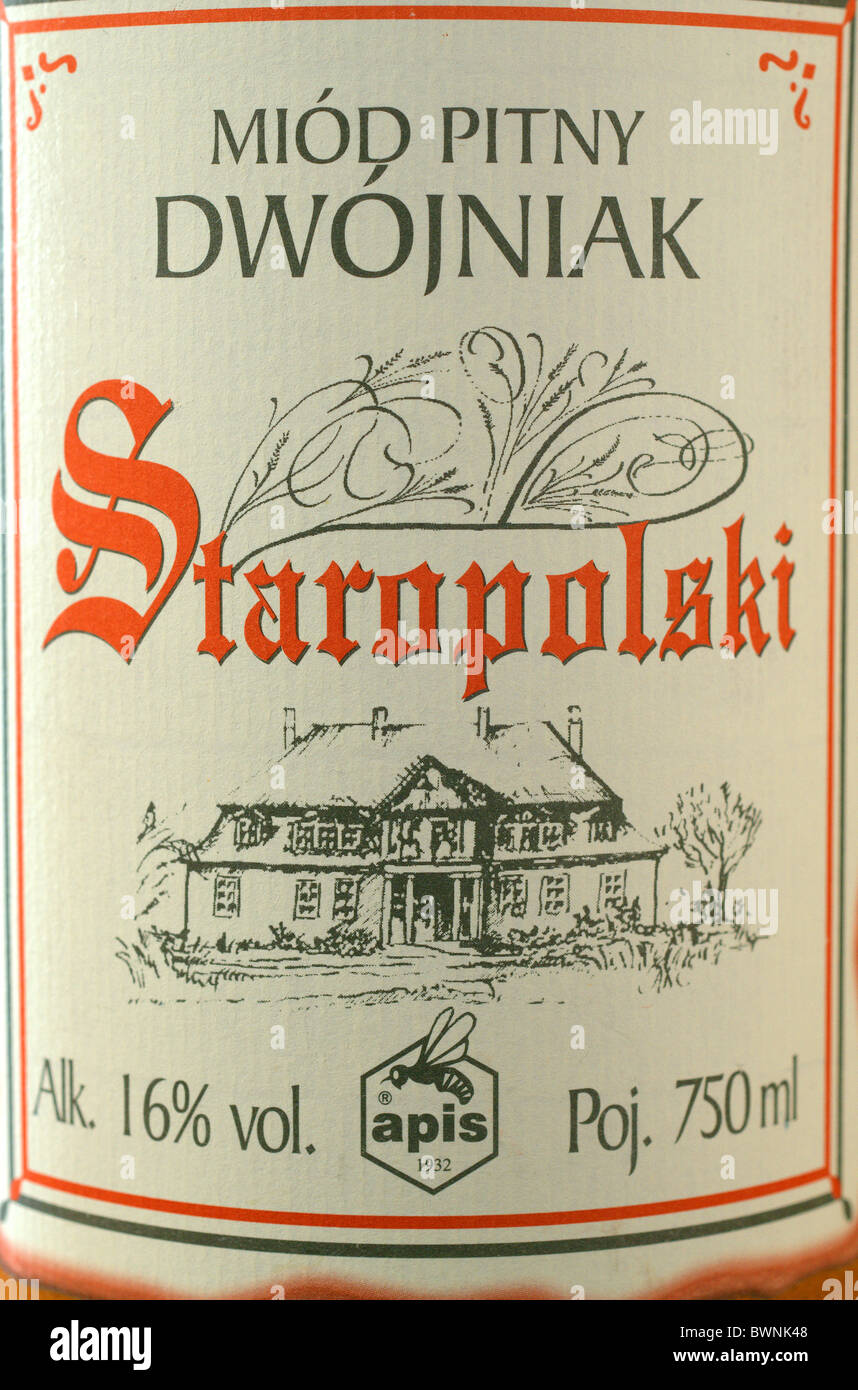 Label of Polish finest drinking mead honey wine Dwojniak Staropolski