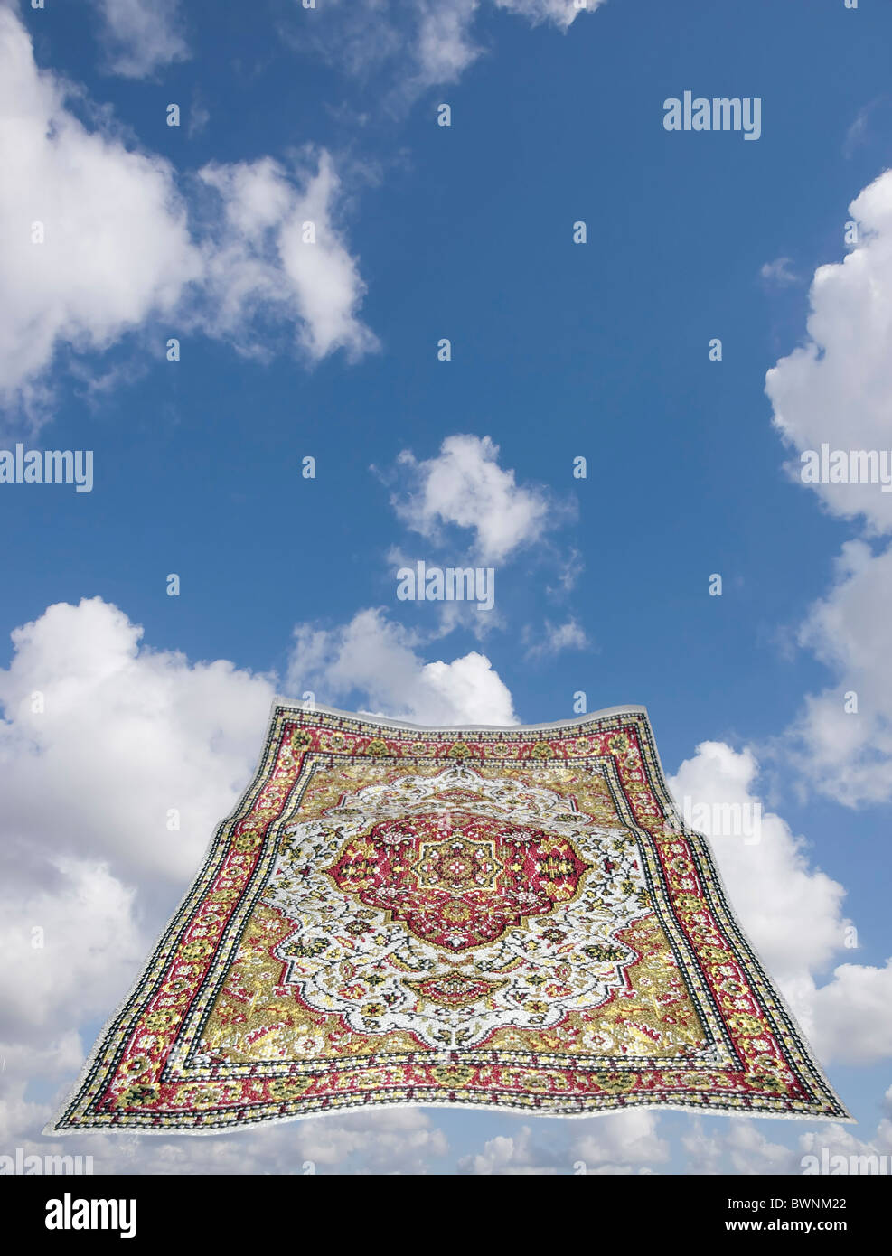 magic carpet in a blue sky Stock Photo