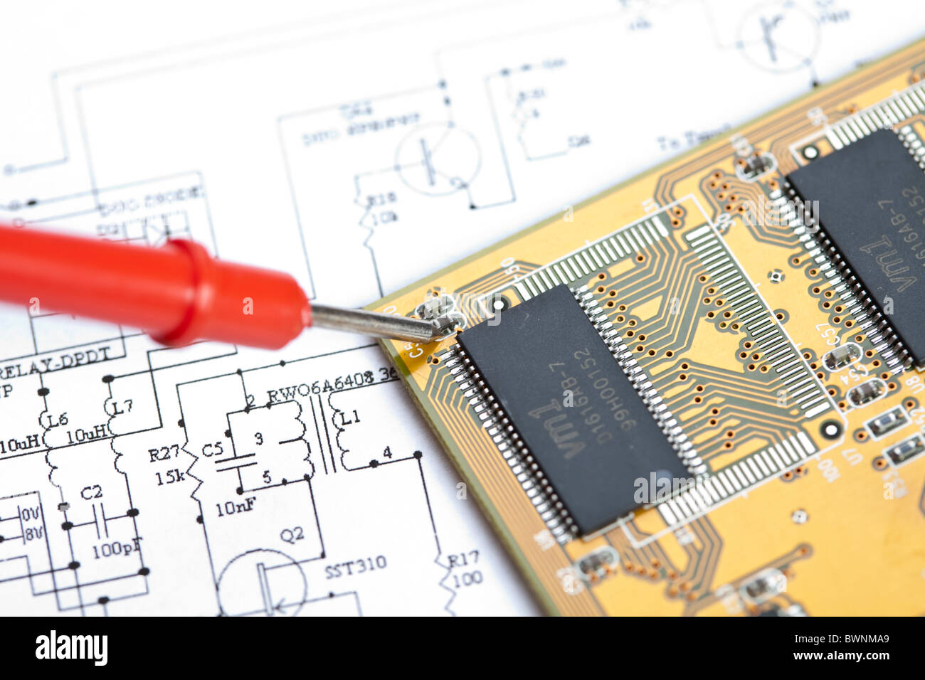 An electronic schematic diagram. Ideal technology background. Stock Photo