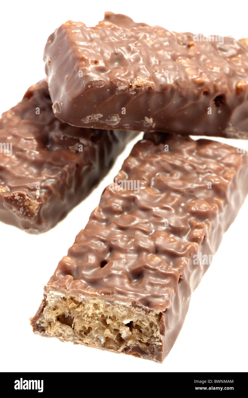 Biscuit rice and raisin chocolate bars Stock Photo