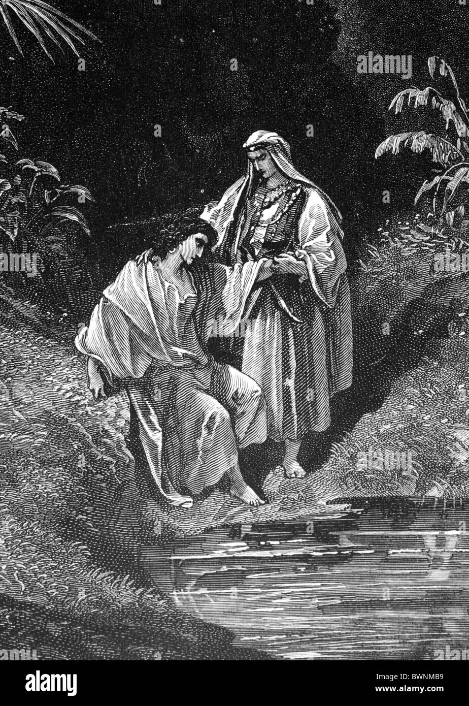 Gustave Doré; Detail of 'David and Jonathan'; Black and White Engraving Stock Photo