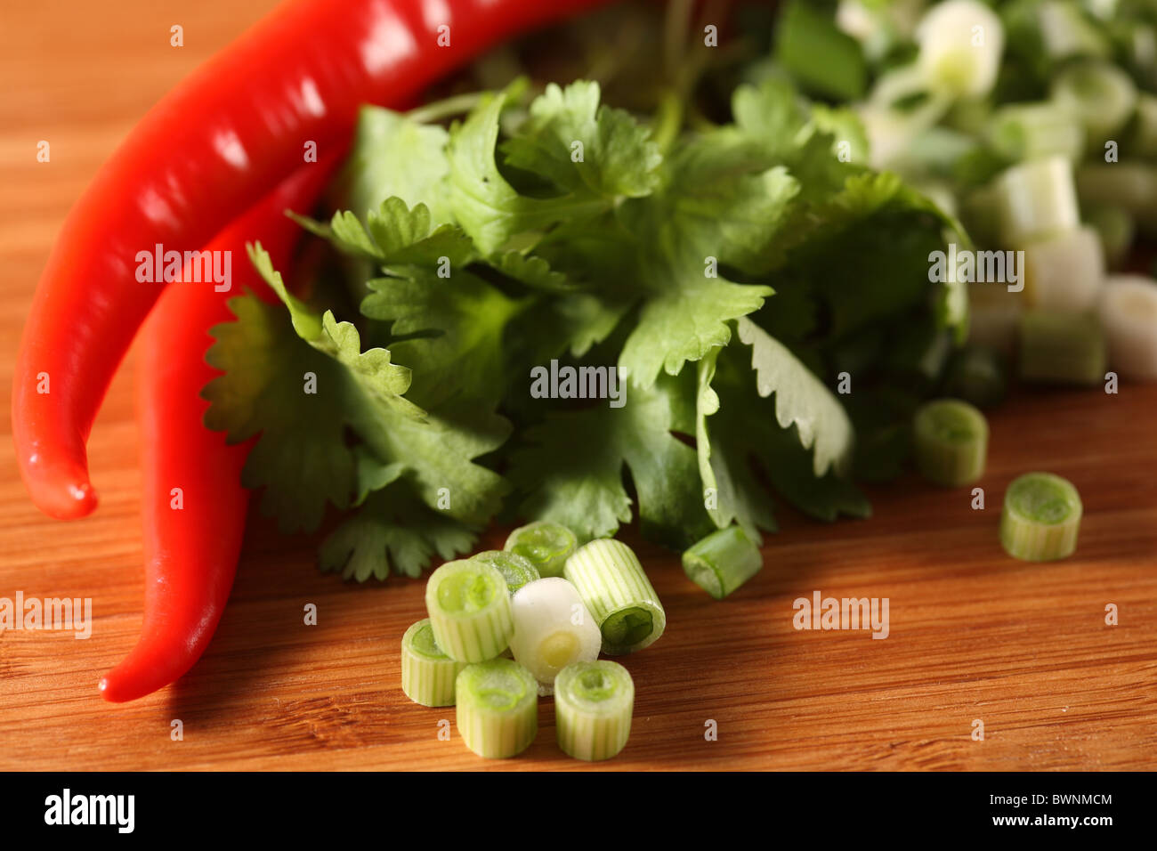 red chilli and coriander Stock Photo Alamy