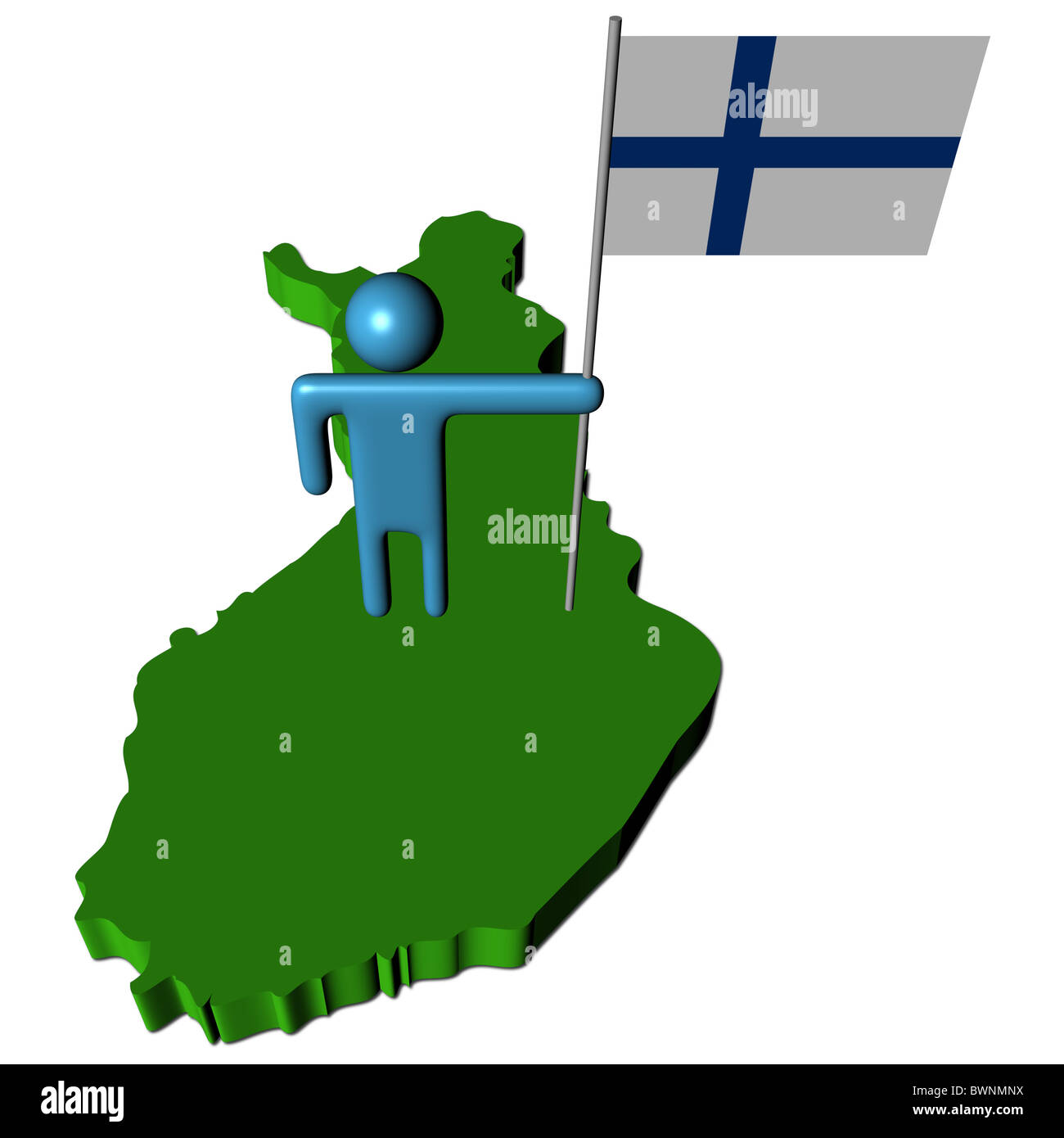 abstract person with Finnish flag on
