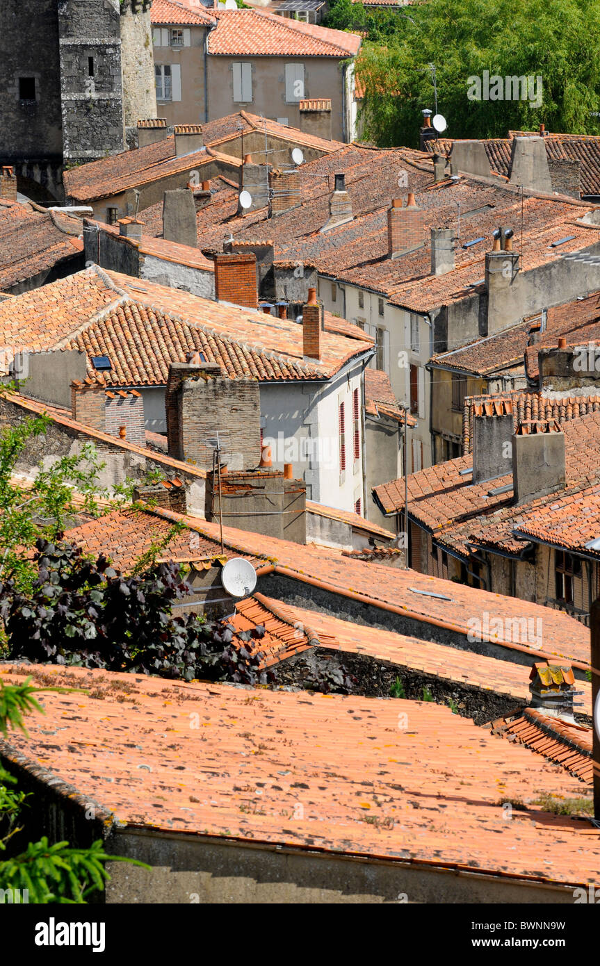 Distinctive rooftops in the Deux-Sevres region of France Stock Photo