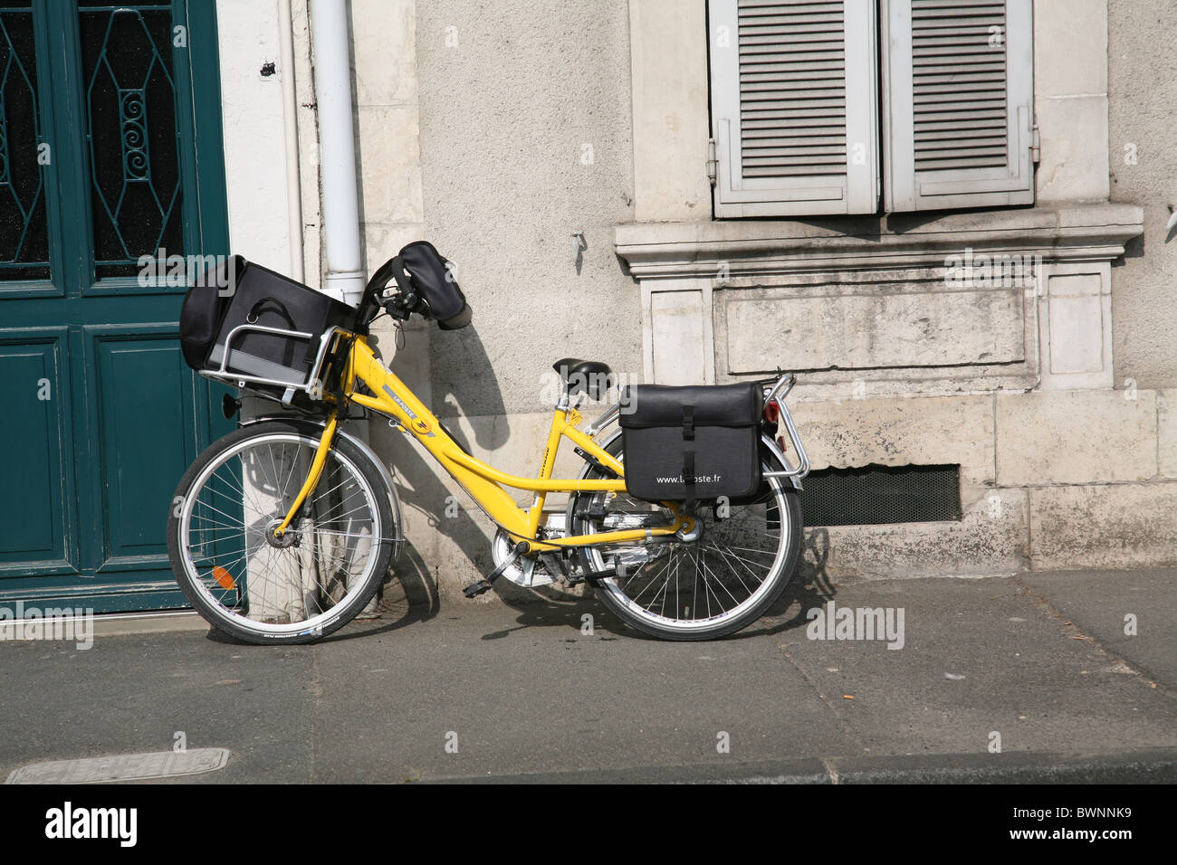 France, Postal Delivery Bicycle Stock Photo