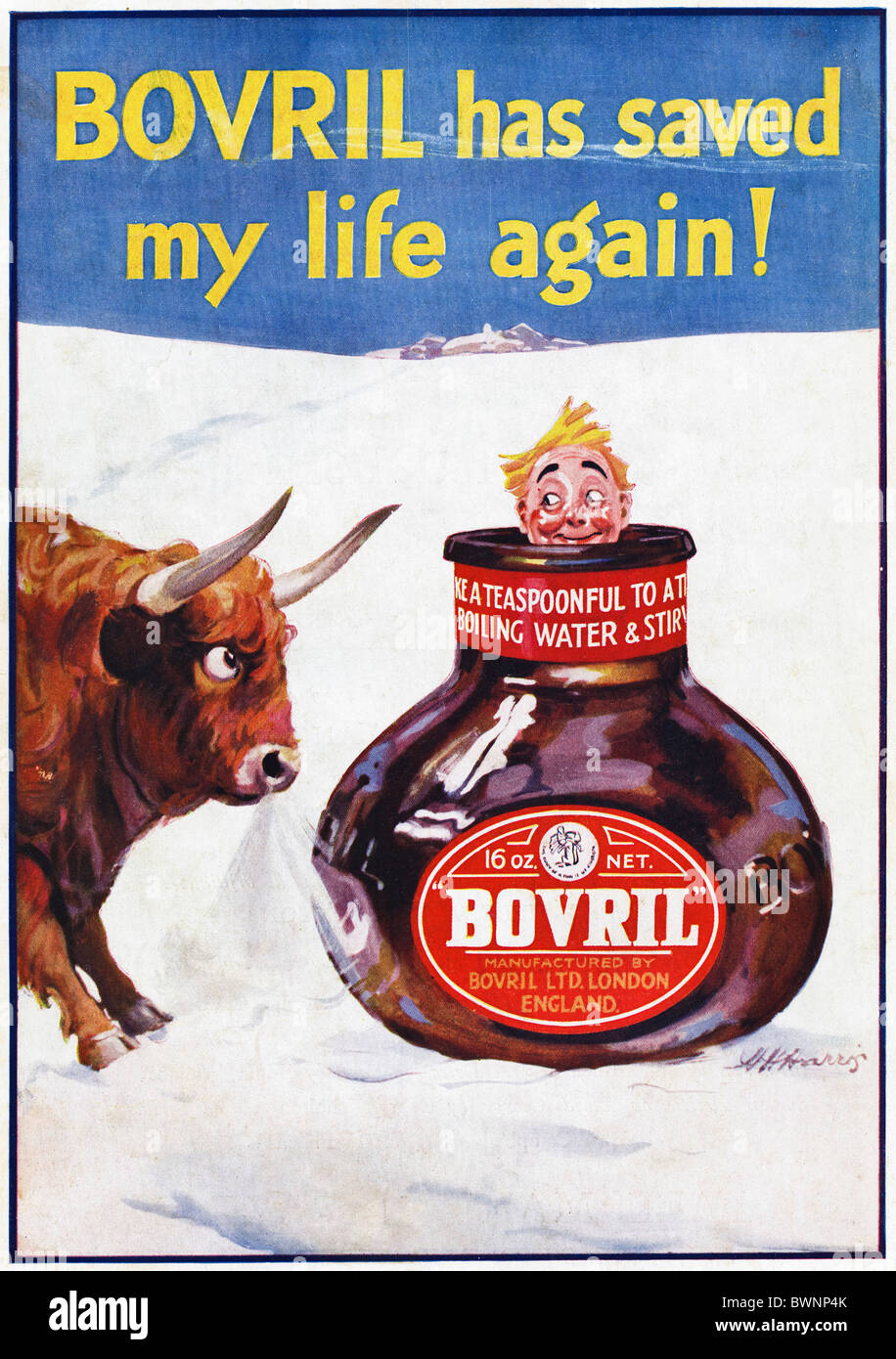 Full page colour consumer magazine advertisement for Bovril circa 1928 Stock Photo