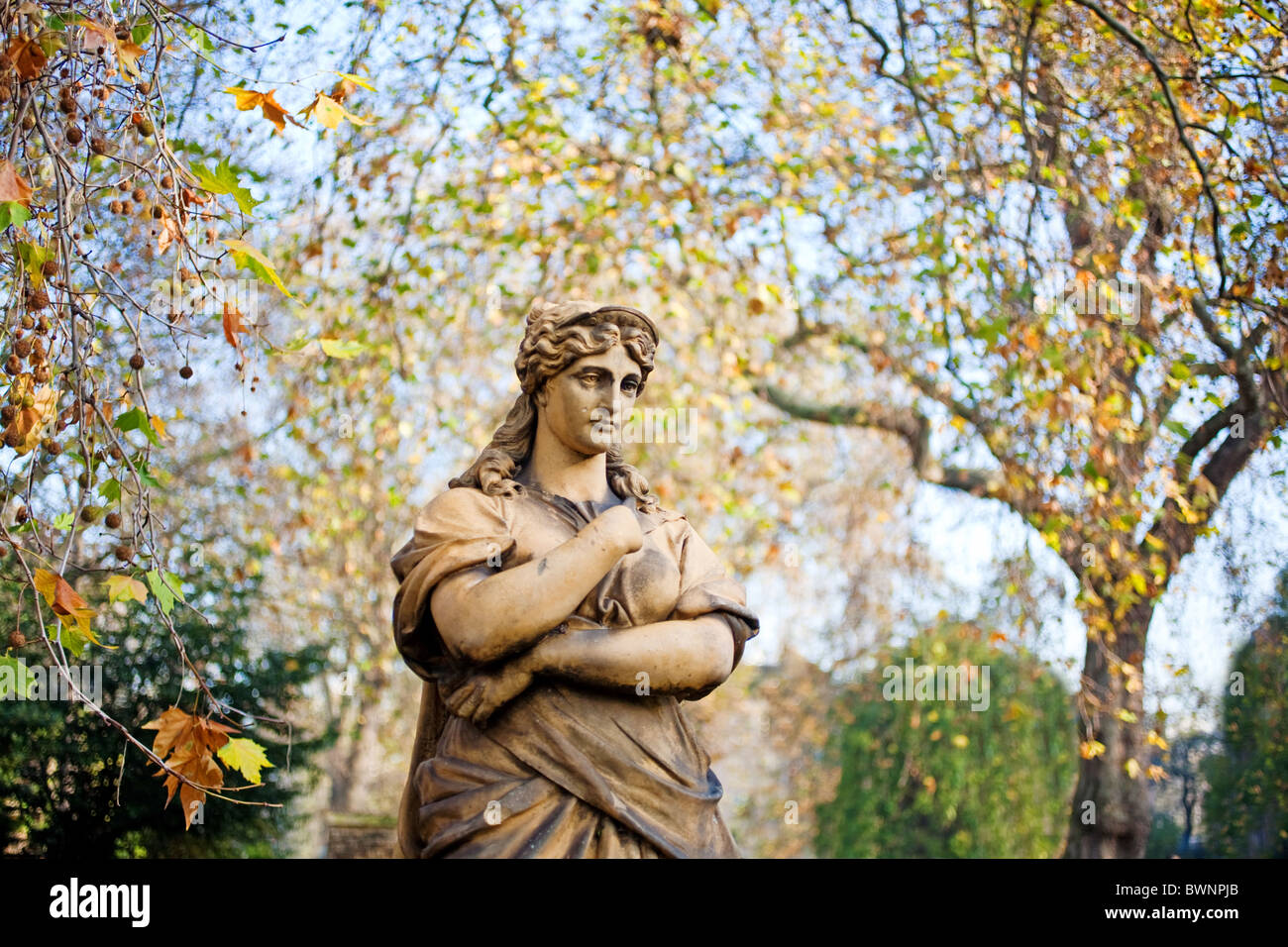 Statue of Euterpe. St George's Gardens, Bloomsbury, Camden, London, England, UK Stock Photo