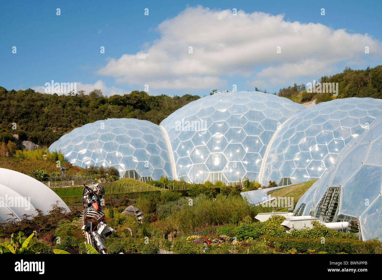 Exterior view of the Eden Project Biomes , Cornwall, England, UK Stock Photo