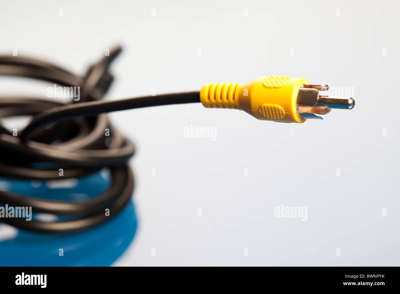 Electrical cable on blue background Stock Photo