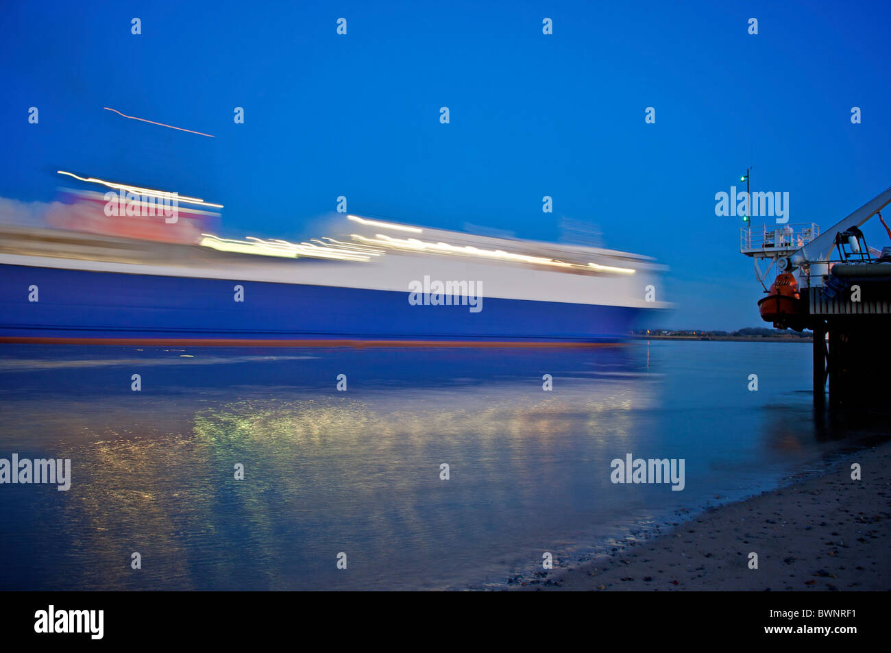 RoRo ferry enters the port of Fleetwood, lancashire,UK Stock Photo