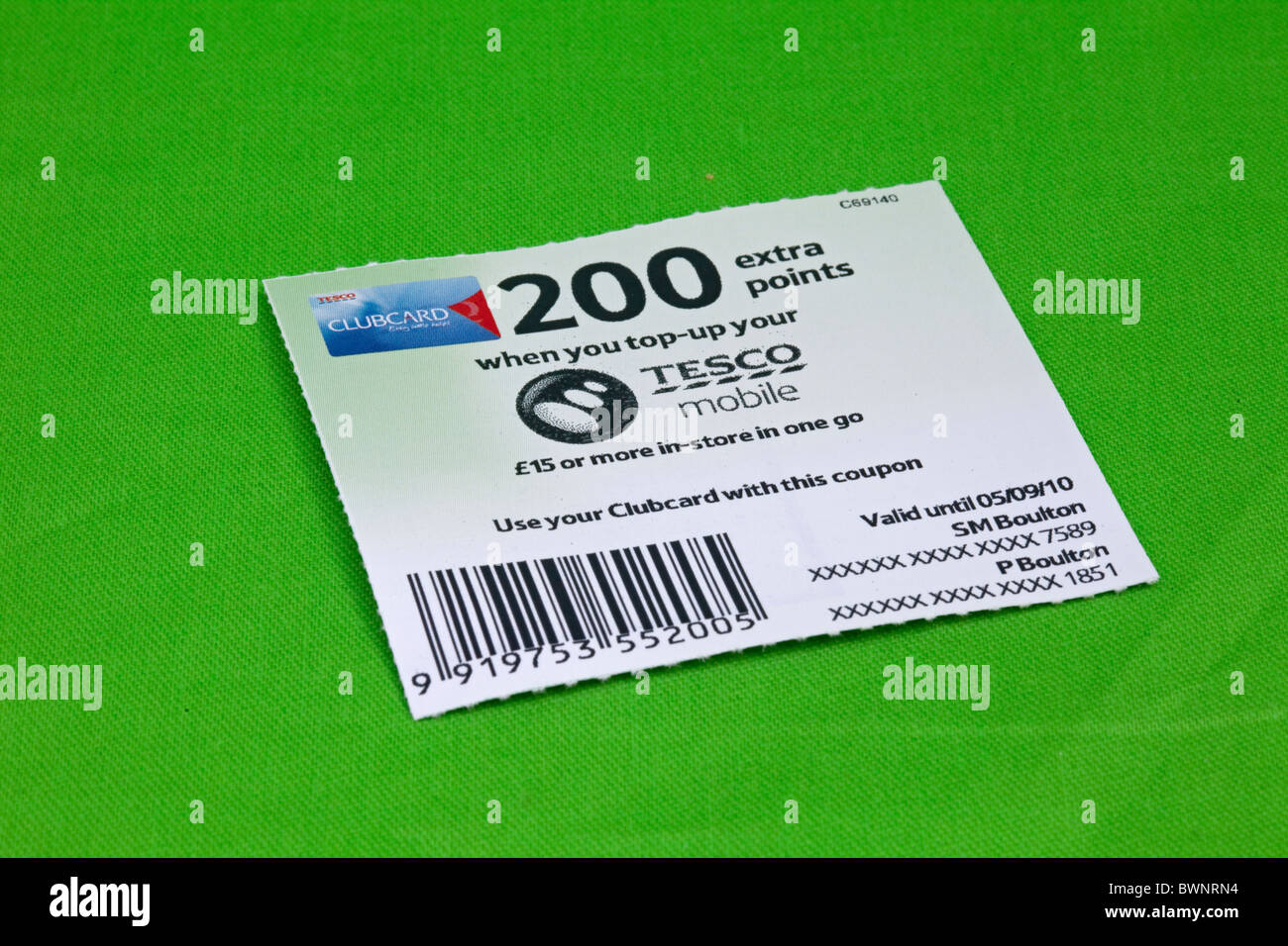 Tesco club card points coupon UK Stock Photo