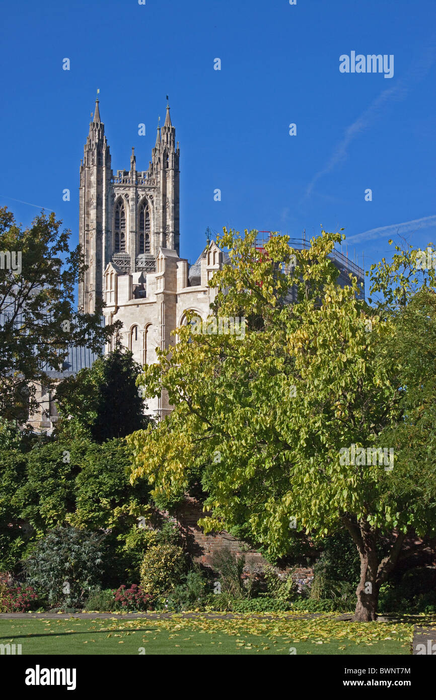 Canterbury Cathedral from the Memorial Garden early Autumn of 2010 Stock Photo