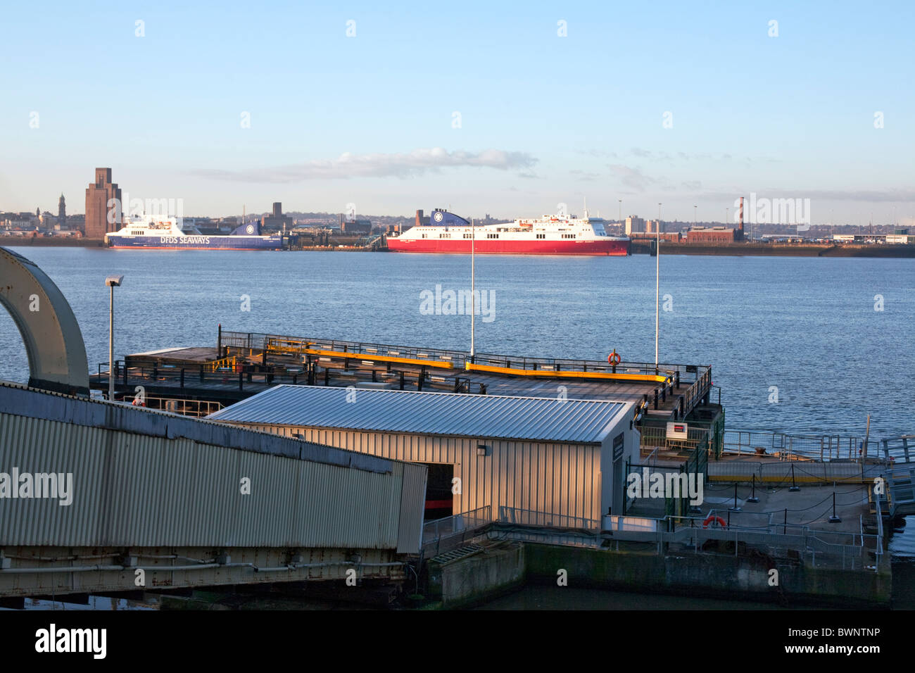 Floating landing stage for Isle of Man ferry at the Pier Head