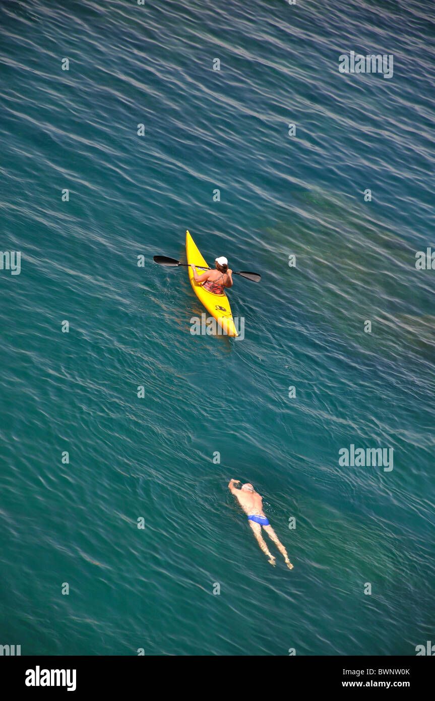 Kayak swimmer Stock Photo