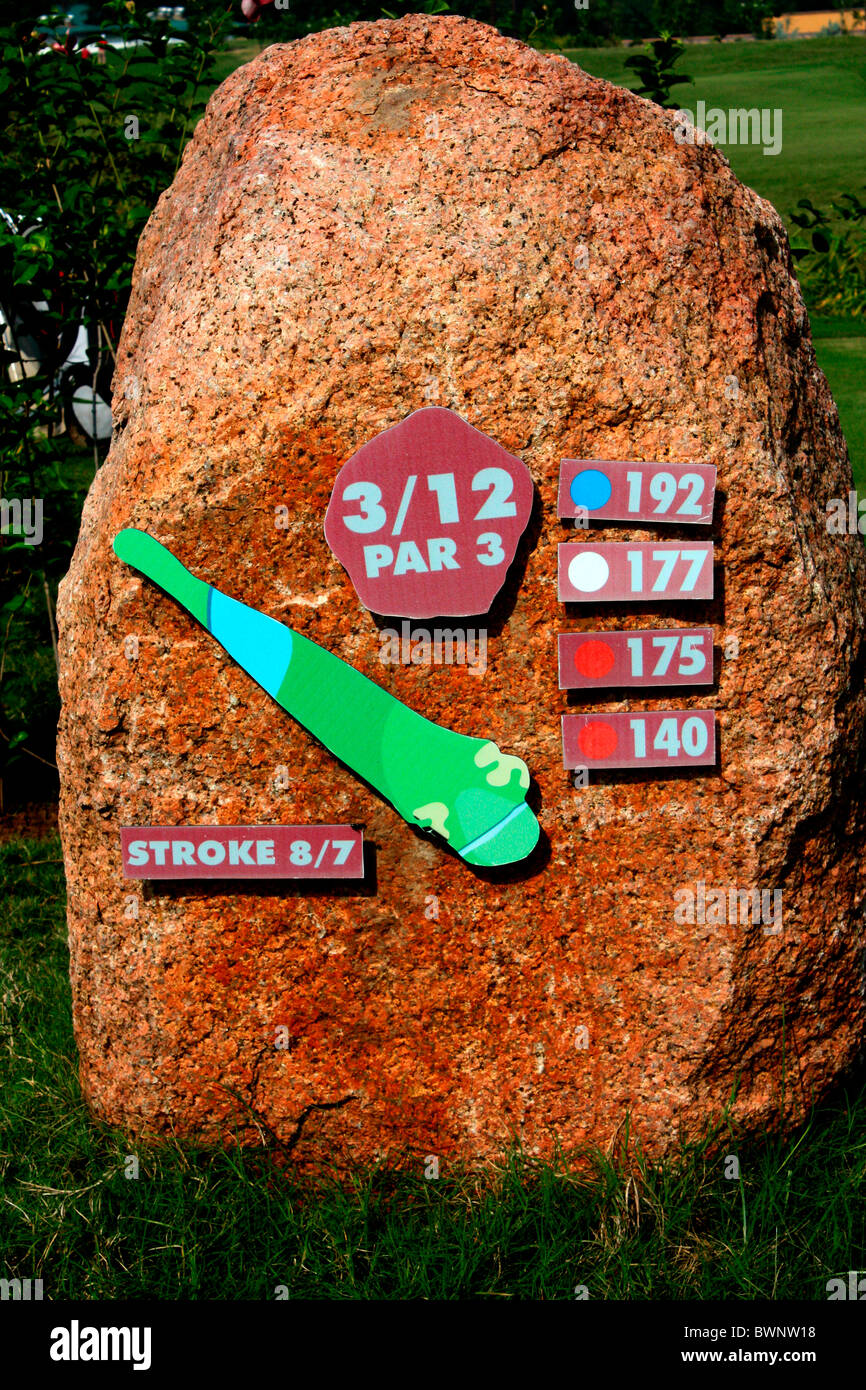 Yardage board of a golf course,India Stock Photo Alamy