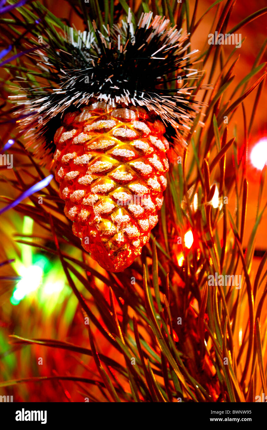 Colorful decoration on a Christmas tree Stock Photo
