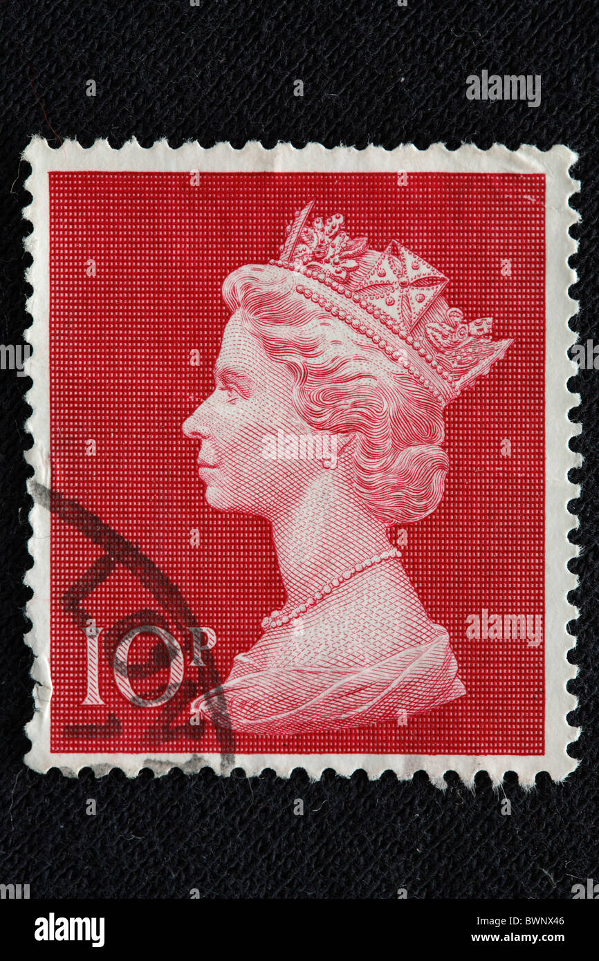 Queen Elizabeth II postage stamp UK Engraving UK Great Britain Europe England monarch monarchy reign royal Stock Photo