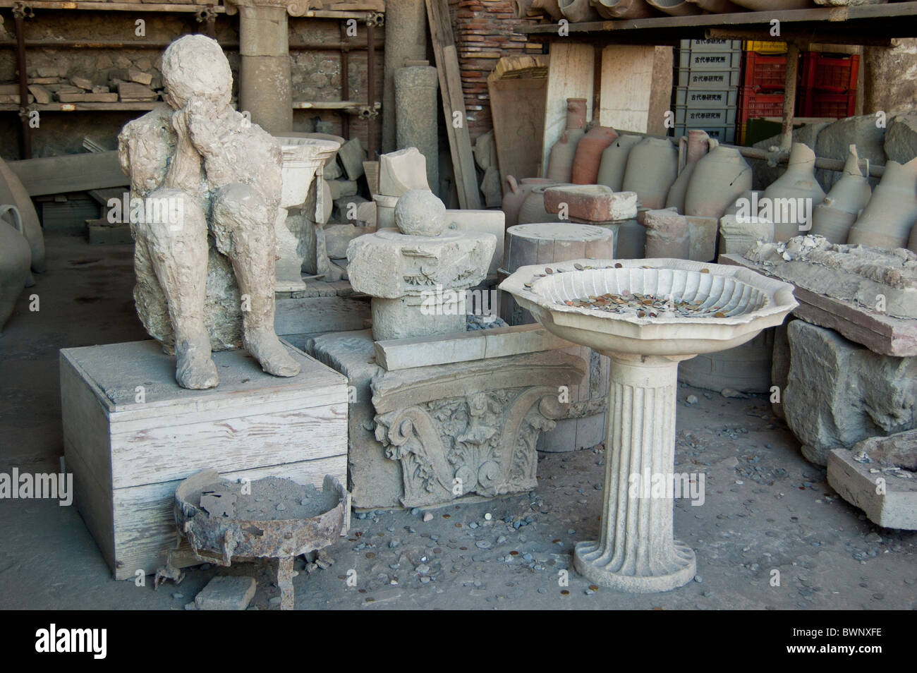Plaster cast in Pompeii, Campania, Italy Stock Photo