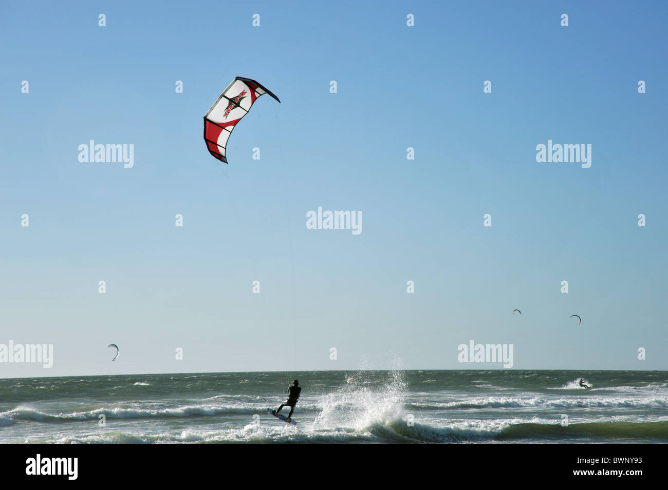 Kite boarding Blouberg beach Cape Town South Africa Stock Photo Alamy