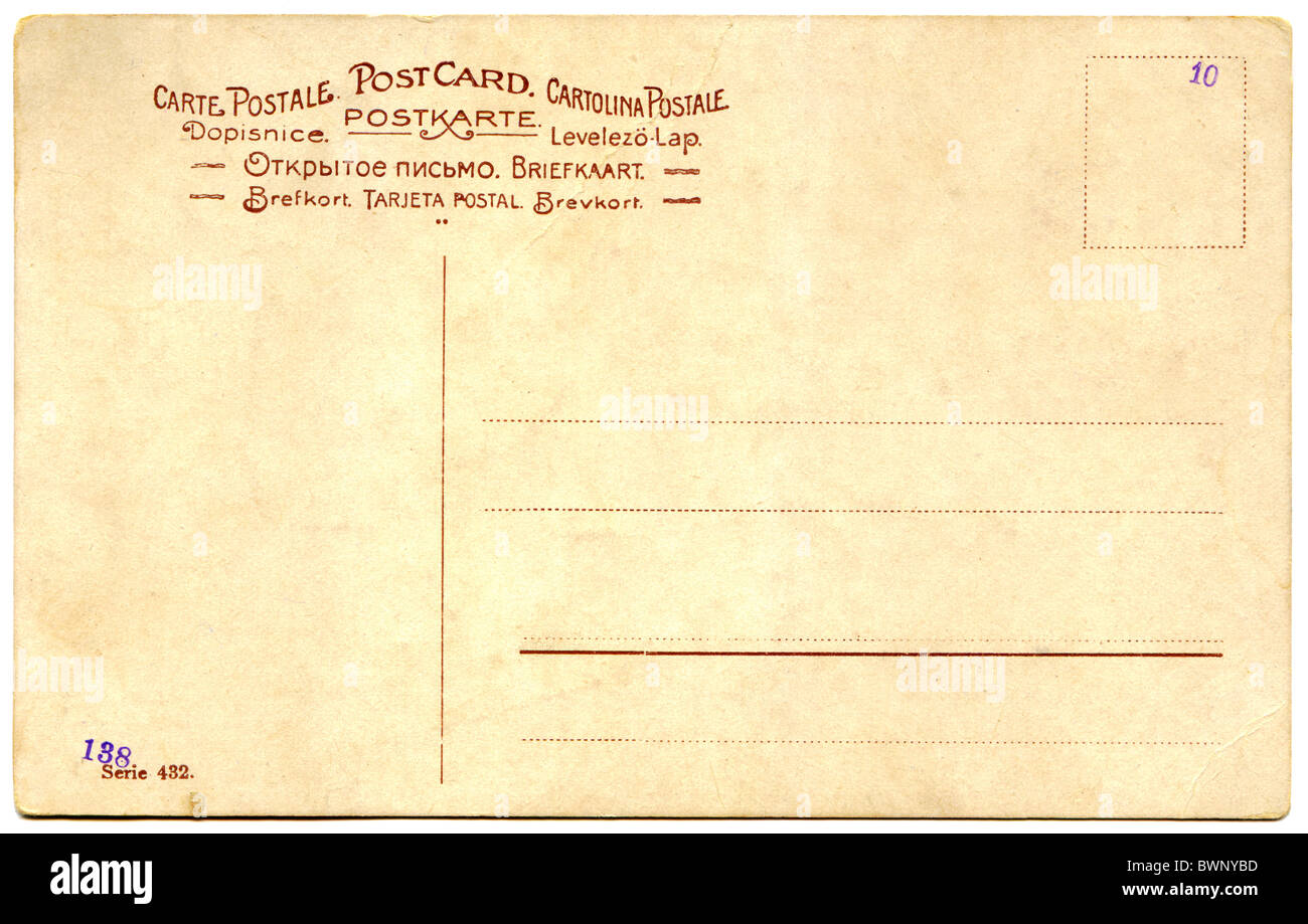 back side of an antique post card isolated on white Stock Photo - Alamy