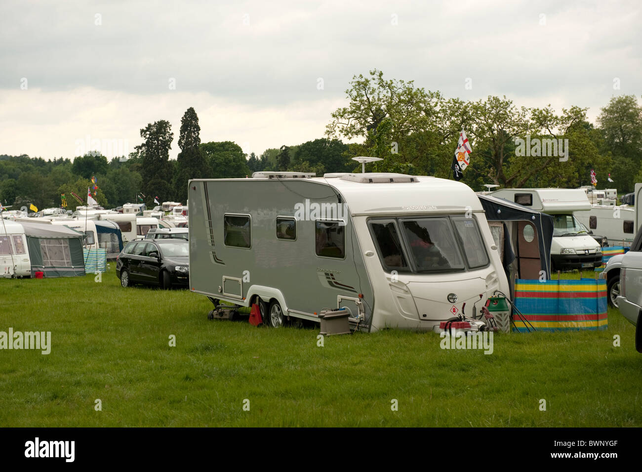 Caravan Rally in field Stock Photo Alamy