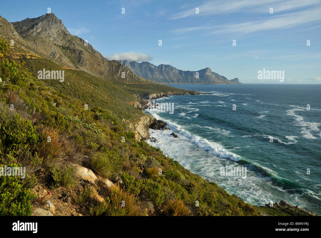 Landscape, mountains, coastal view, eastern seaboard of Cape Peninsula, Rooiels, South Africa 