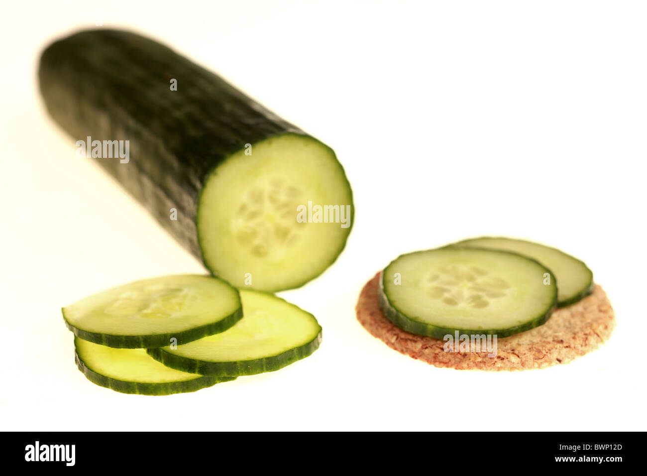 Oatcake with Cucumber Stock Photo