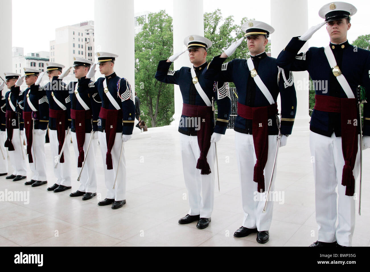 Military cadets from the university at State Capitol Building in Richmond, Virginia, USA Stock Photo