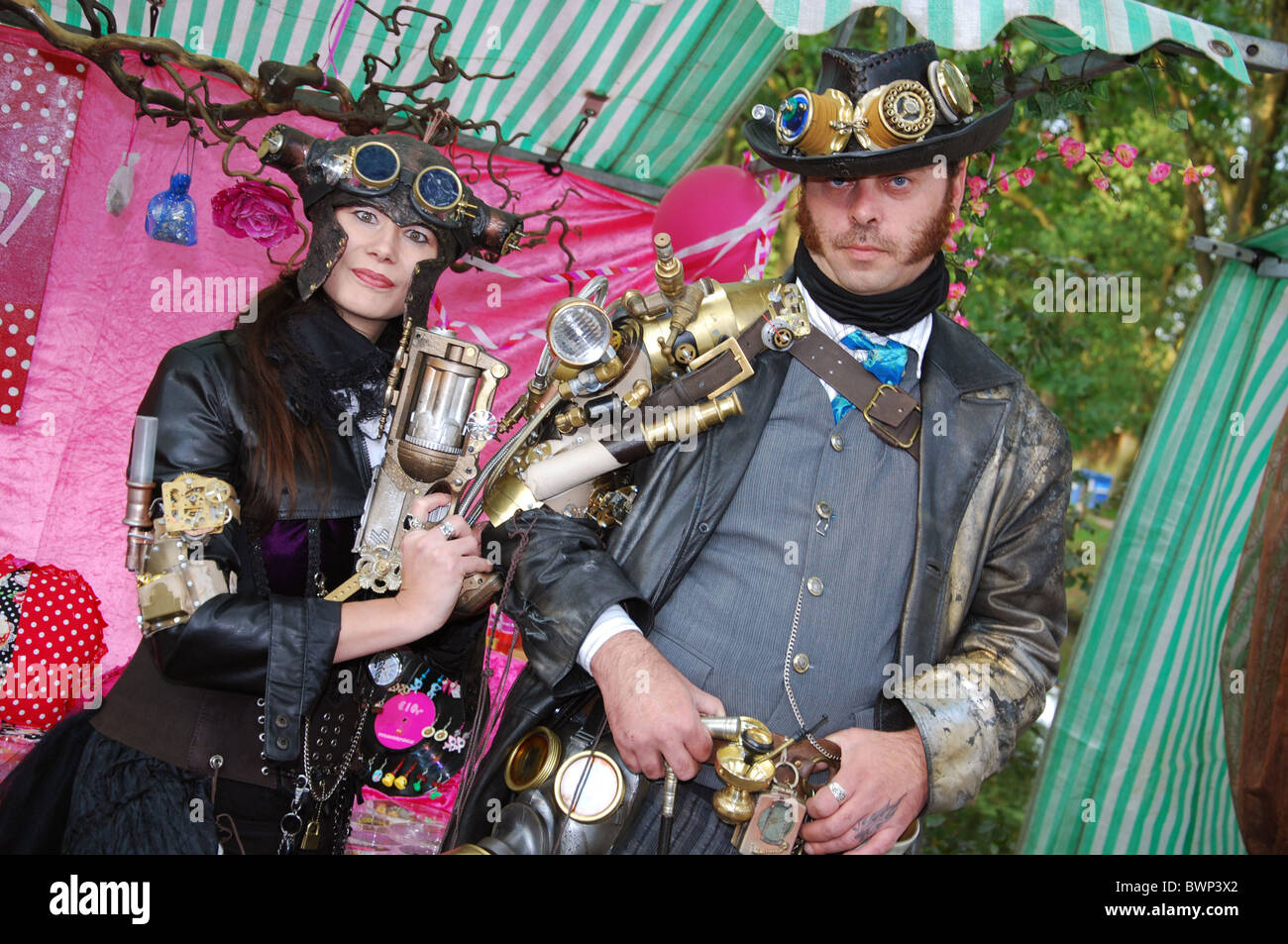 steampunk couple at 2010 Fantasy Fair Arcen Netherlands Stock Photo