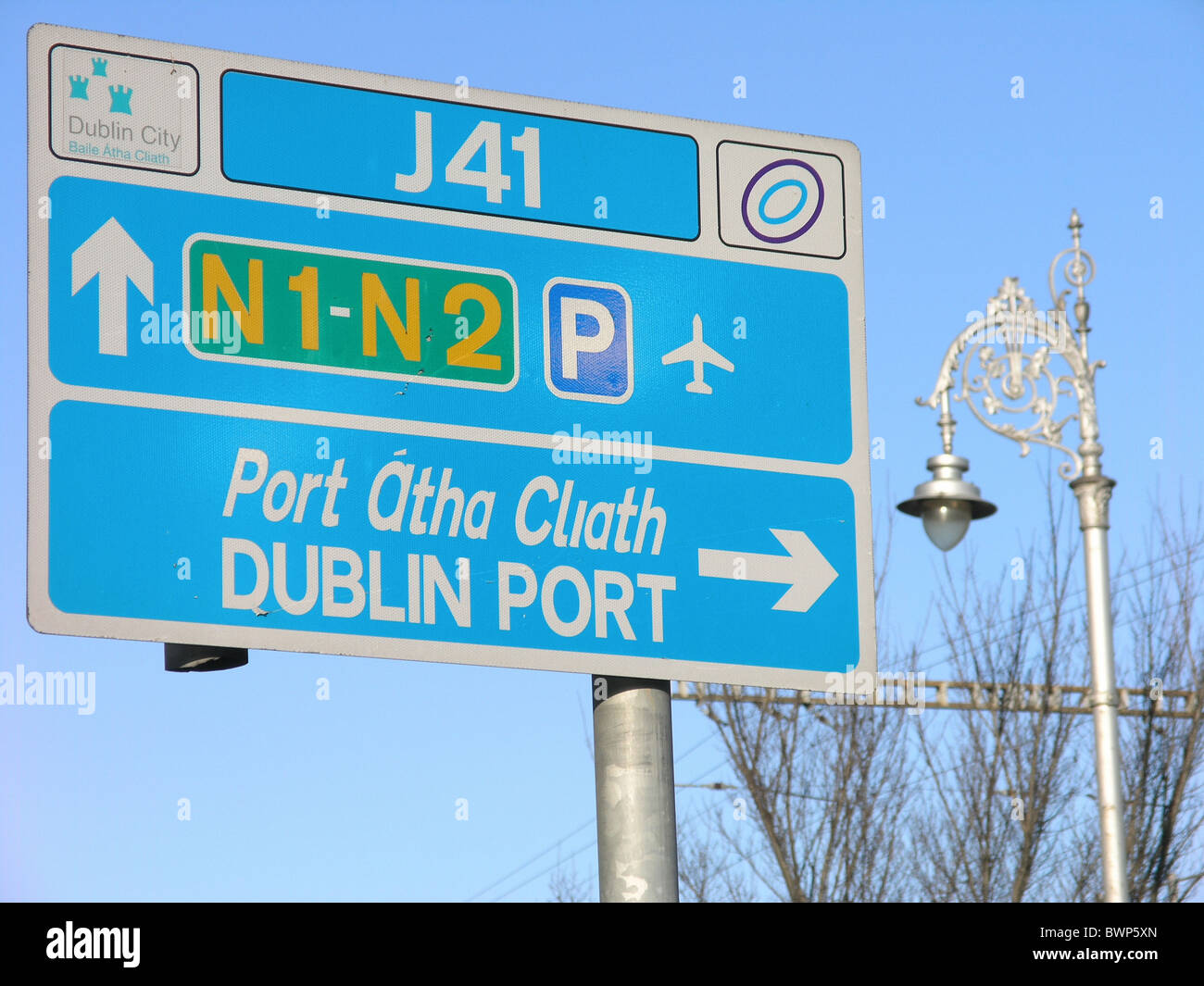 Ireland Europe Dublin Traffic sign Bilingual Board Directory English