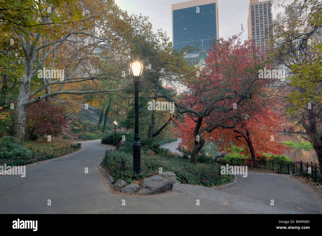 Autumn in Central Park with view of Central Park south Stock Photo - Alamy