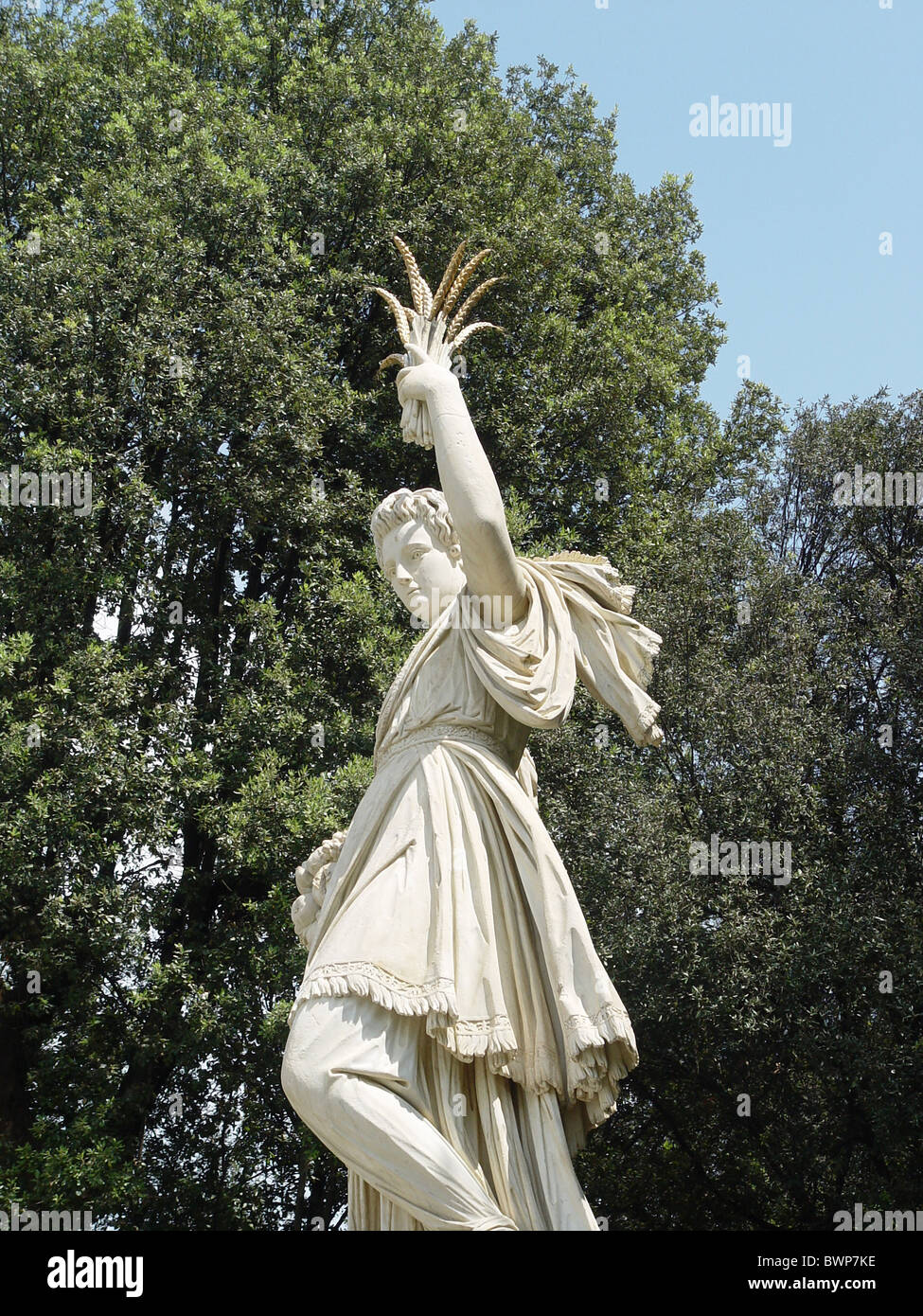 Ceres Roman goddess Italy Europe Florence Boboli Gardens Tuscany Toscana Art Sculpture Figure Marble Stock Photo