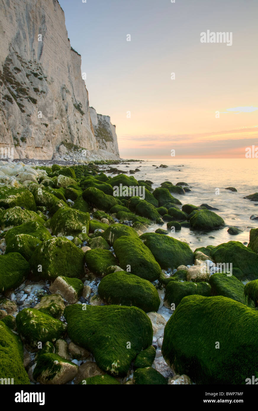 Sunrise at Saint Margaret Bay, at the famous White Cliff of Dover, Kent, England Stock Photo