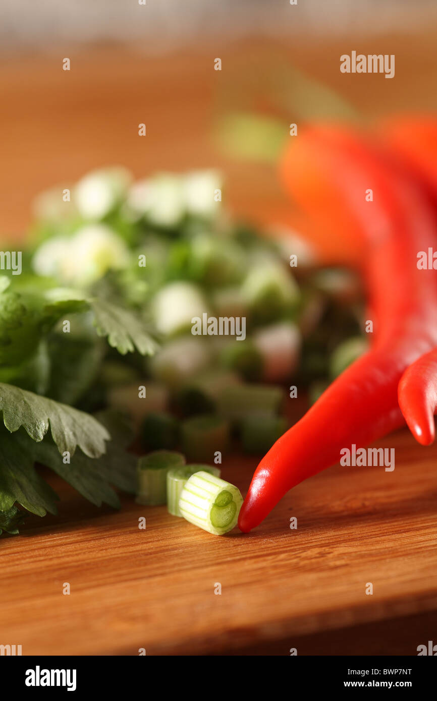 red chilli and coriander Stock Photo Alamy