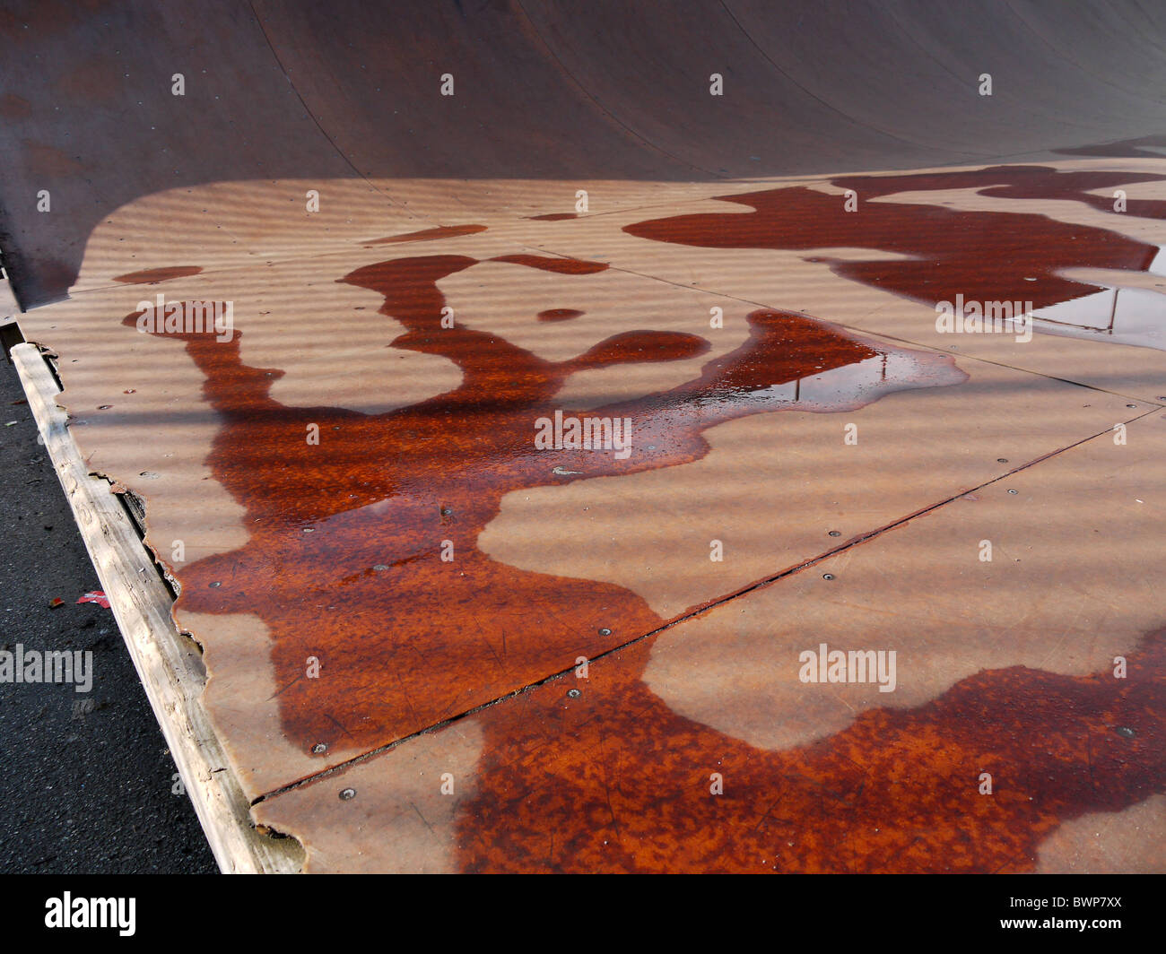 Skate Park with rain puddles Stock Photo