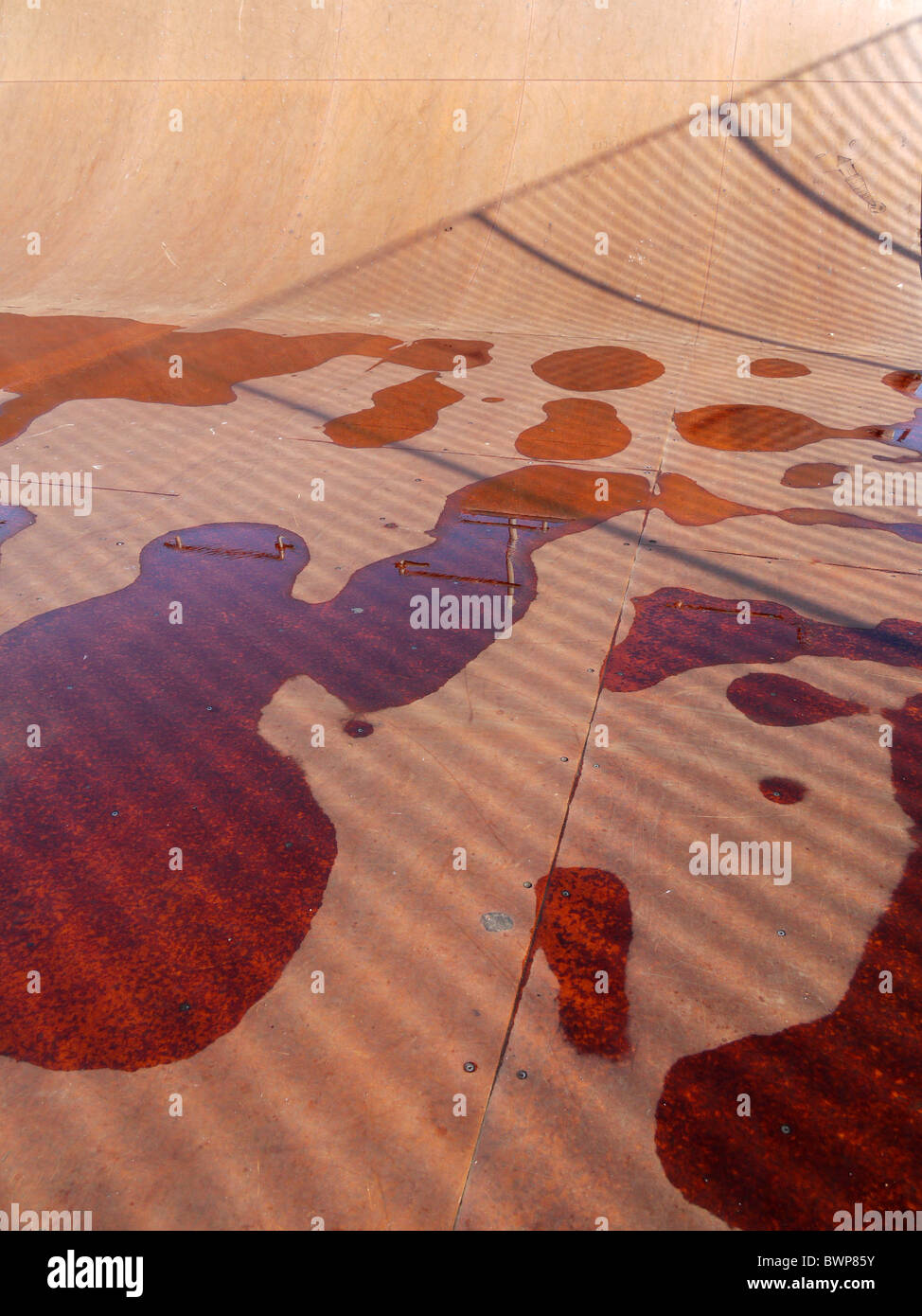 Skate Park with rain puddles Stock Photo